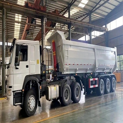 13t Axle Heavy Duty 60 큐브 미터 트랙터 수압 끝 후면 킵 덤프 반 트레일러