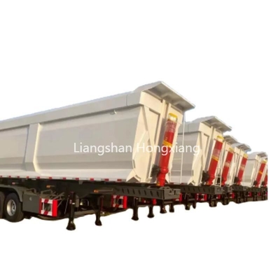 발자국 2240mm 중량 3 축 사이드 덤프 반 트레일러 트럭 / 사이드 월 틱퍼 덤프 트럭