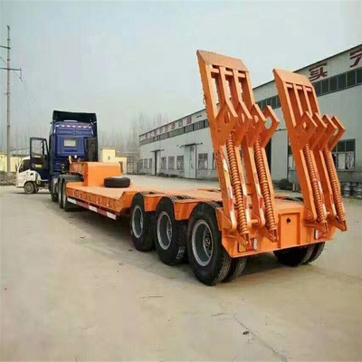 직선 3 4 축 60tons 80 Tons 낮은 침대 평면 / 플랫폼 트레일러 / 평면 컨테이너 트레일러
