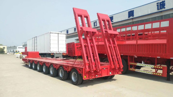 직선 3 4 축 60tons 80 Tons 낮은 침대 평면 / 플랫폼 트레일러 / 평면 컨테이너 트레일러