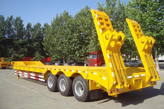 직선 3 4 축 60tons 80 Tons 낮은 침대 평면 / 플랫폼 트레일러 / 평면 컨테이너 트레일러