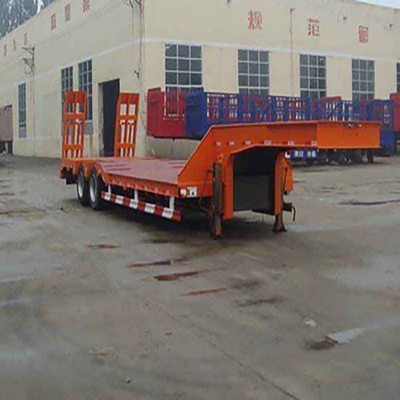 13t Axle Heavy Duty Flatbed Lowboy 낮은 침대 중장비 운송용 반 트레일러