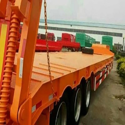 13t Axle Heavy Duty Flatbed Lowboy 낮은 침대 중장비 운송용 반 트레일러