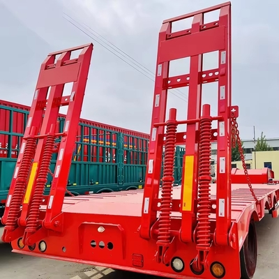 100t 3 Axles Low Bed Lowboy 평면 반 트레일러 트럭