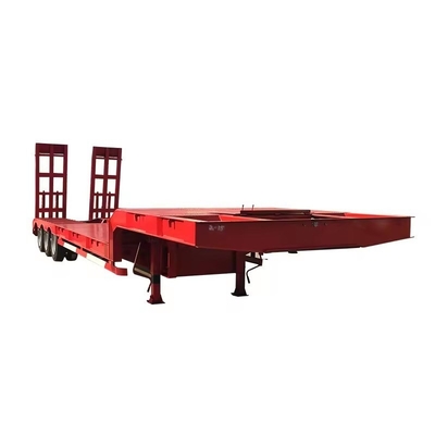 100t 3 Axles Low Bed Lowboy 평면 반 트레일러 트럭