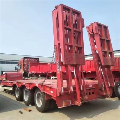 13t Axle Lowboy Semi Trailer with Dolly 3 4 5 Axle 80 Tons Semi Truck Trailer 스틸로 만든 반 트럭 트레일러