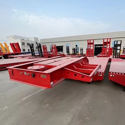 13t Axle Lowboy Semi Trailer with Dolly 3 4 5 Axle 80 Tons Semi Truck Trailer 스틸로 만든 반 트럭 트레일러