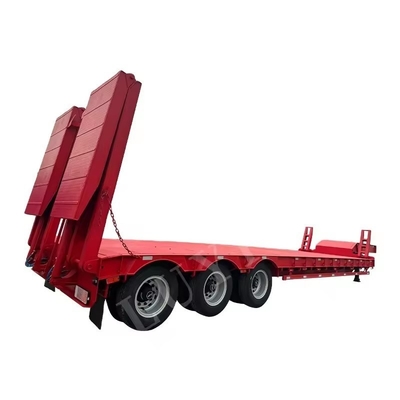 13t Axle Lowboy Semi Trailer with Dolly 3 4 5 Axle 80 Tons Semi Truck Trailer 스틸로 만든 반 트럭 트레일러