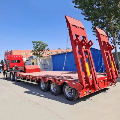 13t Axle Lowboy Semi Trailer with Dolly 3 4 5 Axle 80 Tons Semi Truck Trailer 스틸로 만든 반 트럭 트레일러