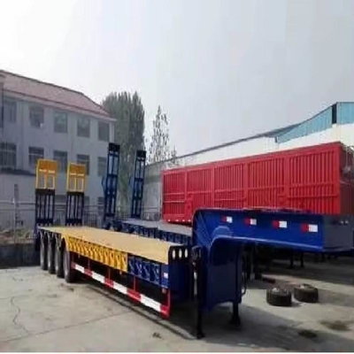 커스터마이징 3 축 80t 저창 저창 저창 하위 평면 로더 드롭 데크 트레일러 발자국 1820mm