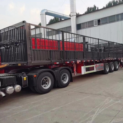 40t 60t 3 Axle 높은 측면 울타리 생식 가축 운송 울타리 스택 반 트레일러