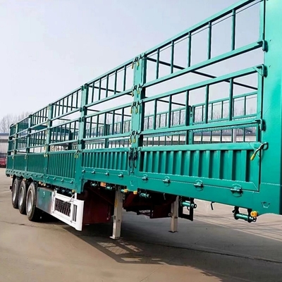 40t 60t 3 Axle 높은 측면 울타리 생식 가축 운송 울타리 스택 반 트레일러