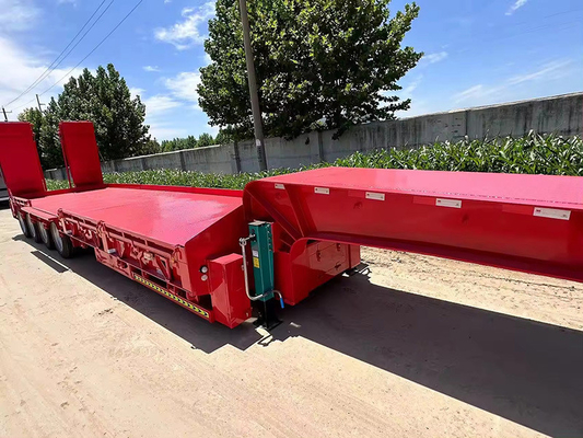 타이어 12r22.5 3 축 40 FT 철 컨테이너 운송용 평면 반 트럭 트레일러