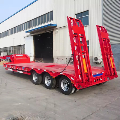 13m 3 Axles 아프리카 시장에 사용 된 낮은 침대 트레일러 평면 침대 트레일러 트럭 트레일러 Camionetas