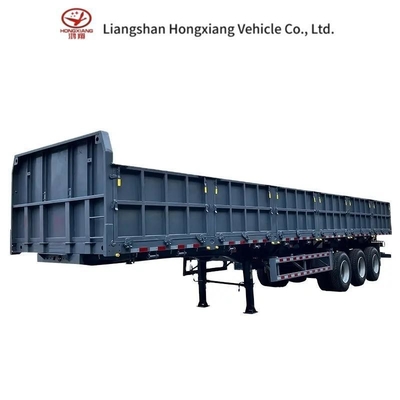 3 축 50tons 모래 바위 운송 반 트레일러 크로스 팔 타입 서펜션 시스템