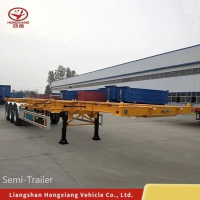 40FT 2 축 컨테이너 운송 스켈레톤 반 트레일러 16 타이어와 1820mm 발판