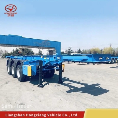 40FT 2 축 컨테이너 운송 스켈레톤 반 트레일러 16 타이어와 1820mm 발판