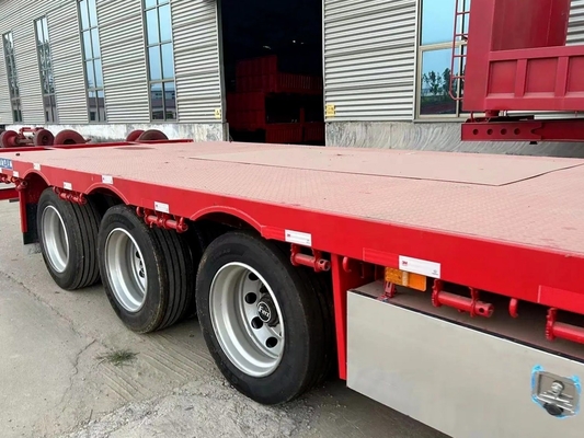 1820mm 발기 40FT 50톤 운송 컨테이너 반트레일러 3축 철 평면 침대 트럭